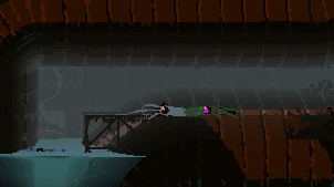 drainage room with two live squids in a walled off area