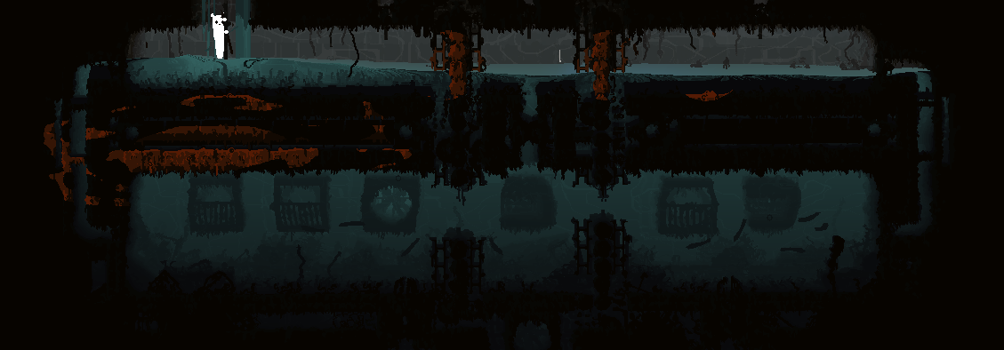 southwest drainage, a linear room that forces you to go through leeches and tight dive tunnels at the same time