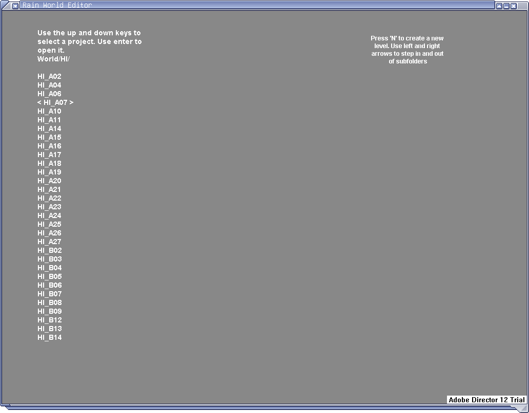 level editor file browser view