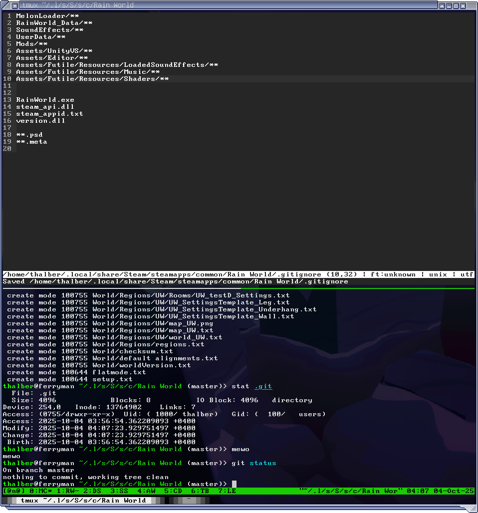 rain world 1.5 root folder, with a git repo