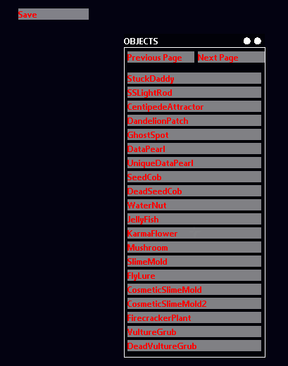 devtools menu, with a bright red font on light grey background. the contrast is horrible