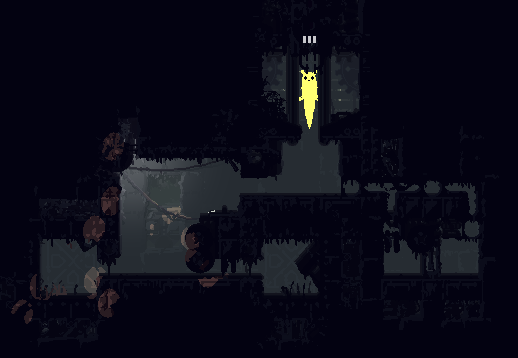 the shelter, now it has a small light in the corner, a moth hanging out by the light, and some ants in the storage compartments on the left