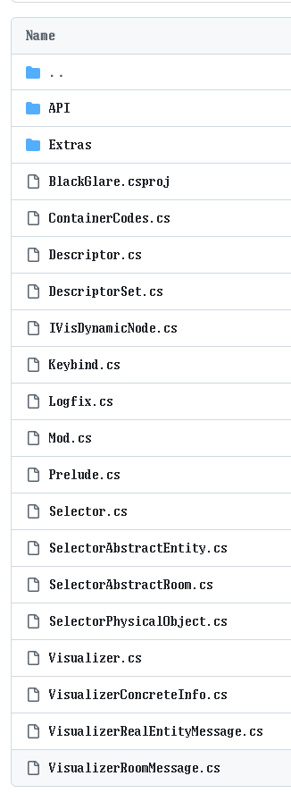 github file listing for a source tree folder of blackglare. it’s about 20 items.