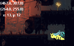 monk in hi_s02 shelter, with a small overlay showing raw pointer position, room pixel position and tile position ofthe mouse cursor