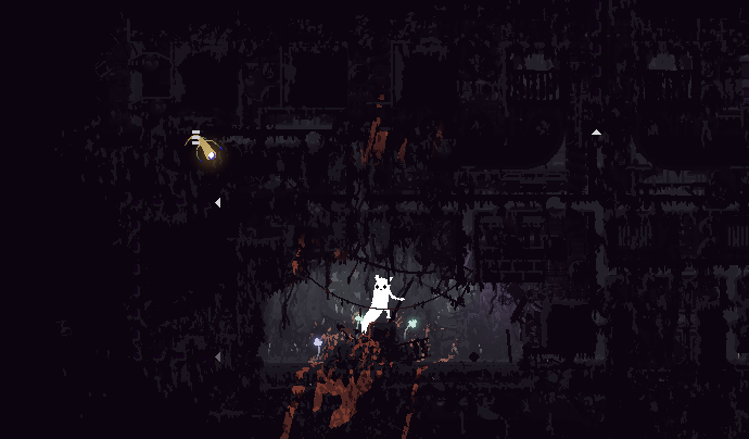 survivor standing inside the tiny maze room with mushrooms in central outskirts, the one right next to the lizard outlook