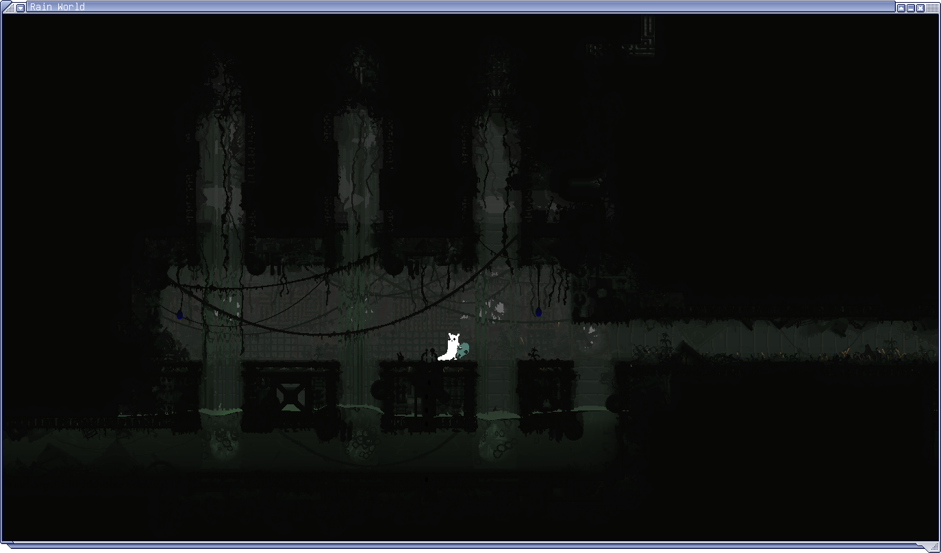 screen to the right of the previous one, an enclosed area with several small waterfalls and a hidden pipe to the flooded shelter