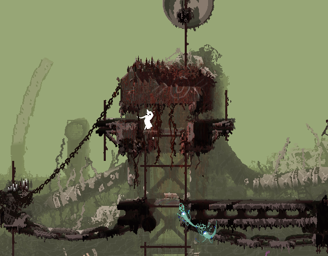 slugcat inside one of those small wastes towers with little windows on the side and a bit of floor